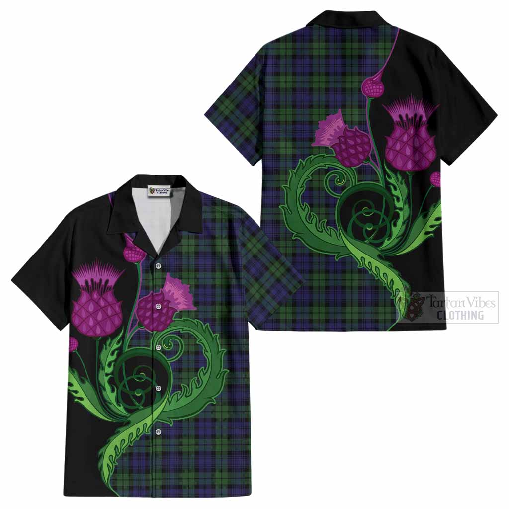 Campbell Tartan Cotton Hawaiian Shirt Traditional Scottish Thistle