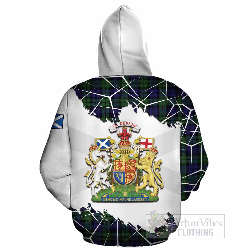 Campbell Tartan Cotton Hoodie with Family Crest and Lion Rampant Grunge Style
