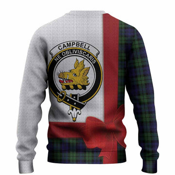 Campbell Tartan Crest Christmas Christmas Ugly Sweater Highland Cow Bagpipes Coquette Bow Style