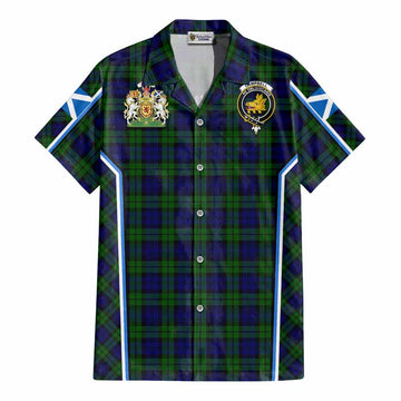 Campbell Tartan Crest Cotton Hawaiian Shirt Scotland Coat of Arm Flag Style