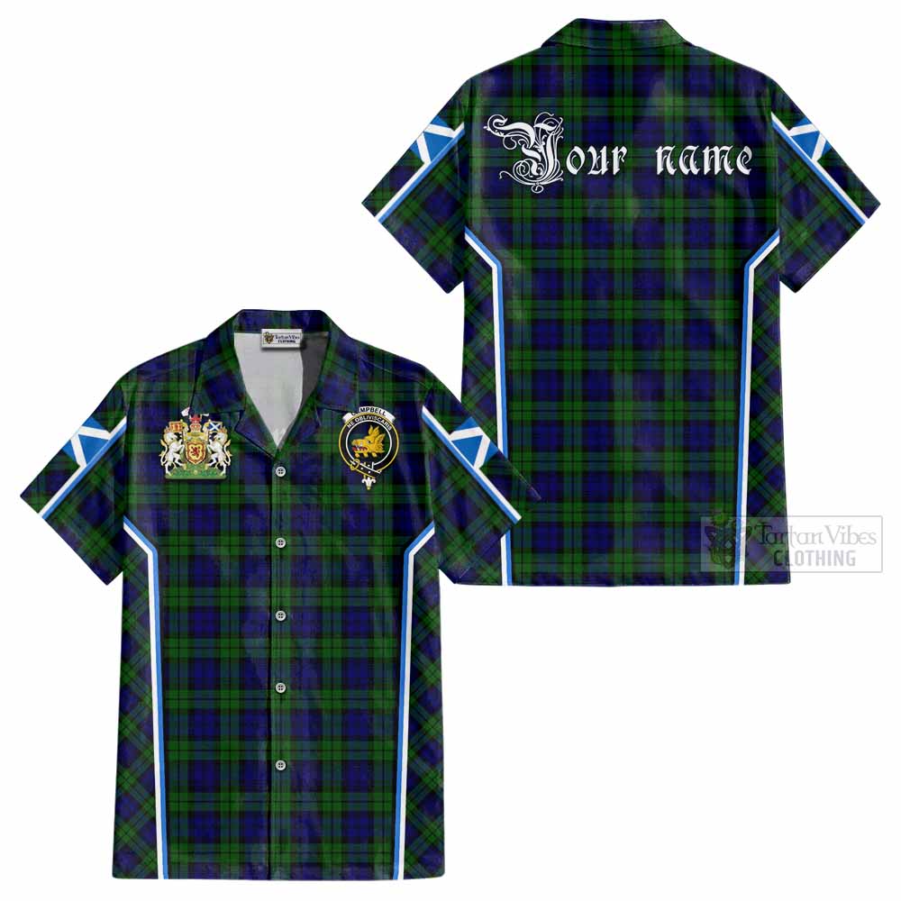 Campbell Tartan Crest Cotton Hawaiian Shirt Scotland Coat of Arm Flag Style - Tartan Vibes Clothing