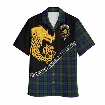 Campbell Tartan Crest Hawaiian Shirt Legendary Dragon Knot Half Style
