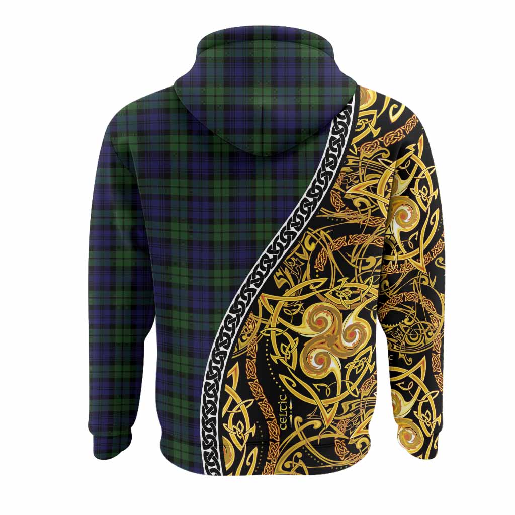 Campbell Tartan Crest Hoodie Celtic Knot and Triple Trickle Spiral Symbols