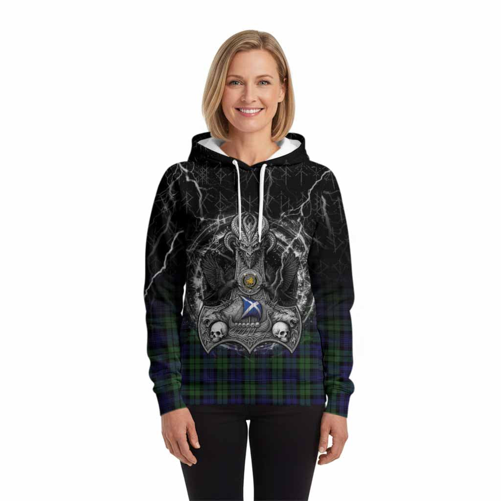 Campbell Tartan Crest Hoodie Celtic Odin's Raven Legacy