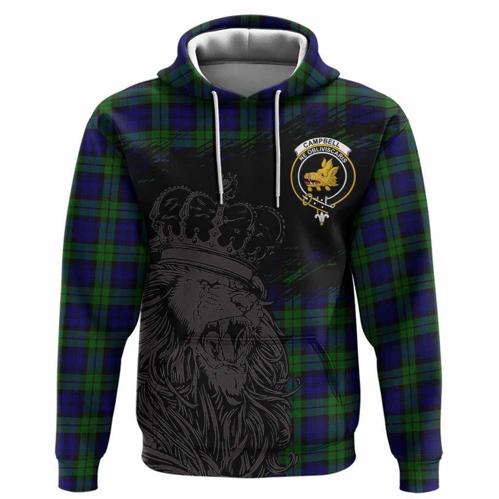 Campbell Tartan Crest Hoodie Crowned Lion Heritage Style