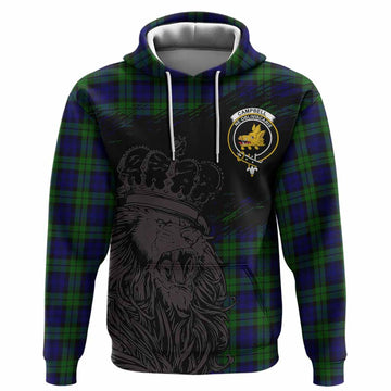 Campbell Tartan Crest Hoodie Crowned Lion Heritage Style