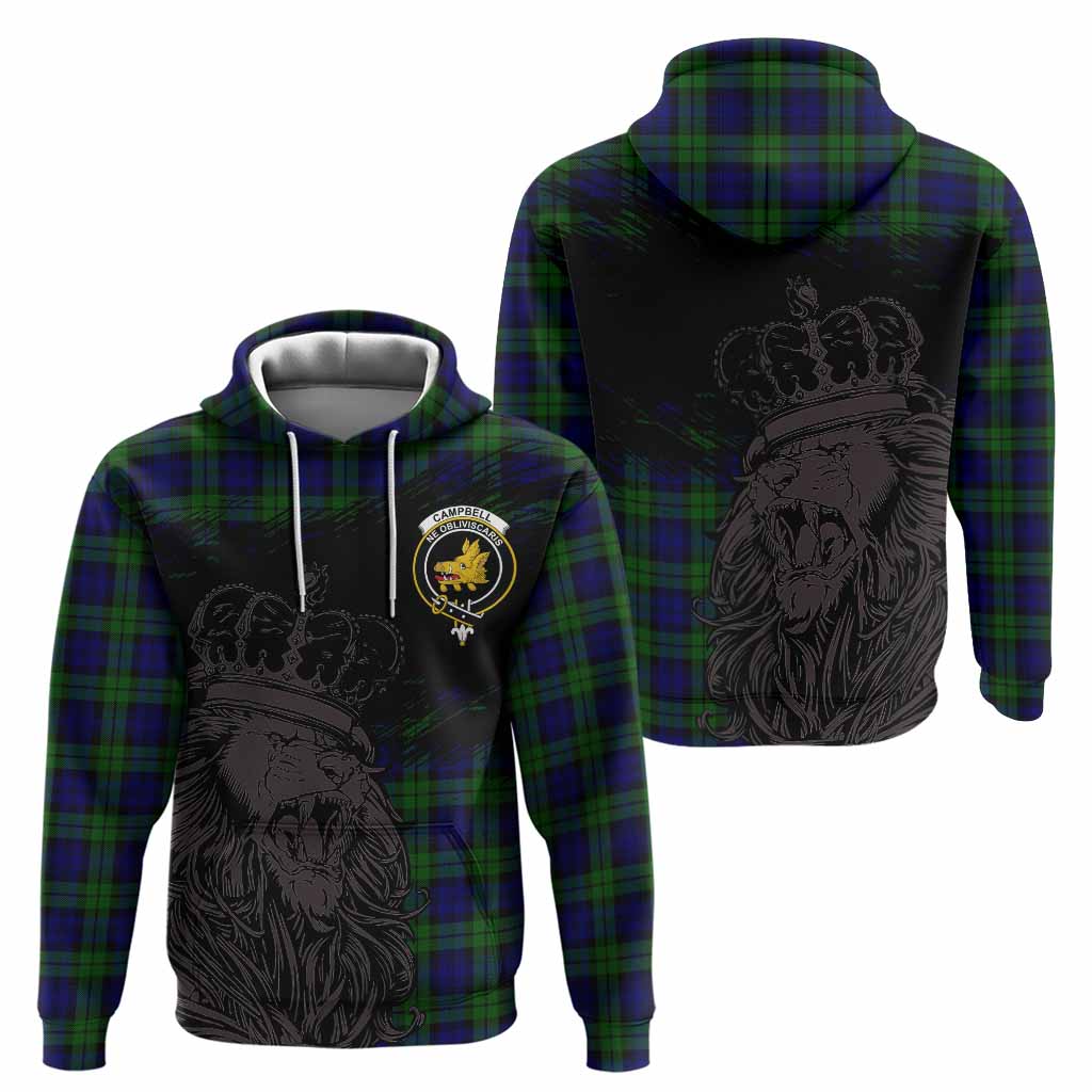 Campbell Tartan Crest Hoodie Crowned Lion Heritage Style