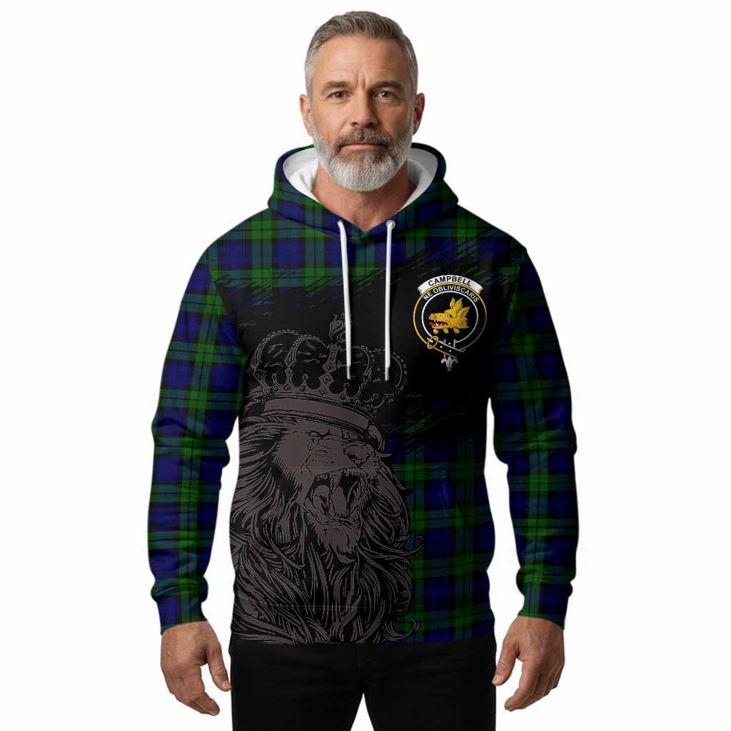 Campbell Tartan Crest Hoodie Crowned Lion Heritage Style