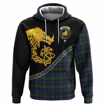 Campbell Tartan Crest Hoodie Legendary Dragon Knot Half Style