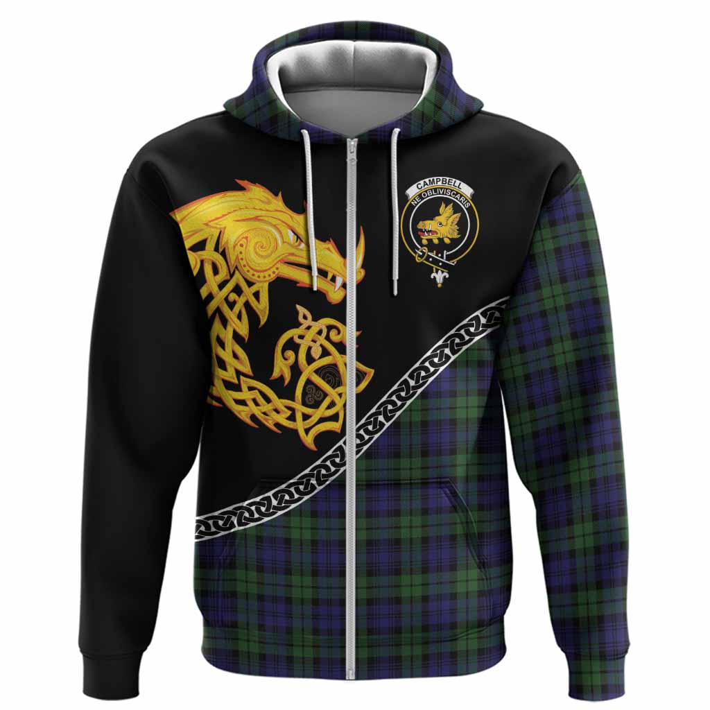 Campbell Tartan Crest Hoodie Legendary Dragon Knot Half Style