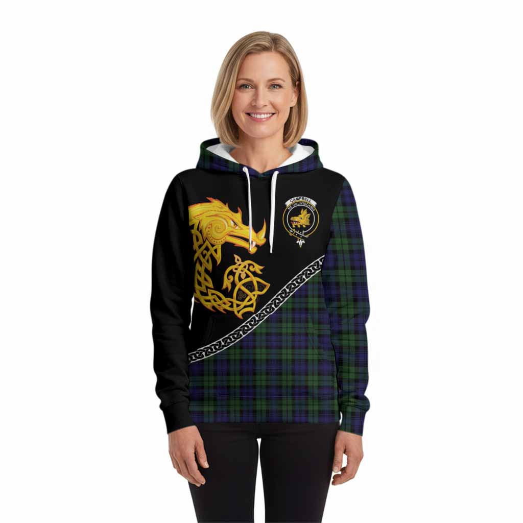 Campbell Tartan Crest Hoodie Legendary Dragon Knot Half Style