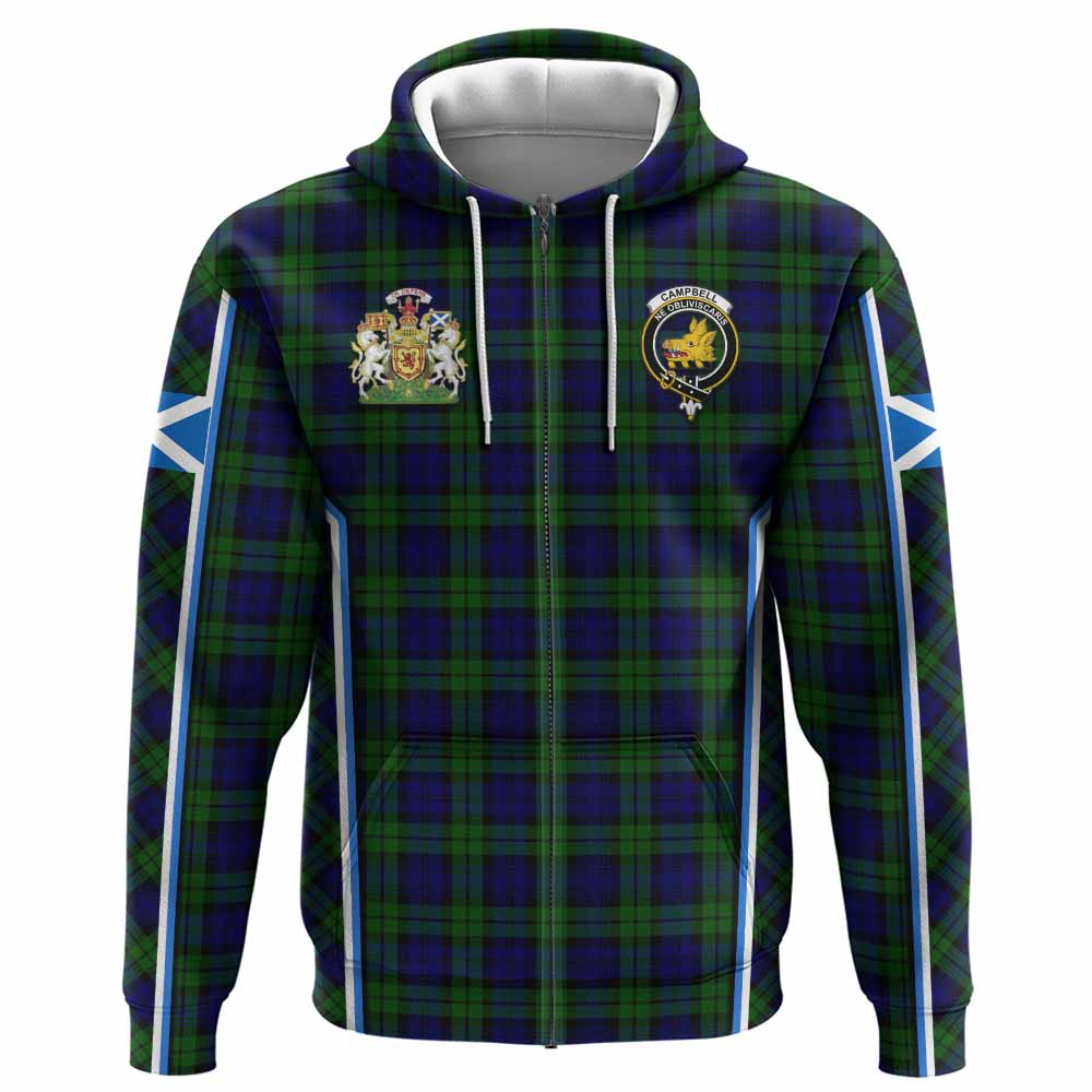 Campbell Tartan Crest Hoodie Scotland Coat of Arm Flag Style - Tartan Vibes Clothing