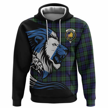 Campbell Tartan Crest Hoodie Scottish Golden Lions Wave Flow