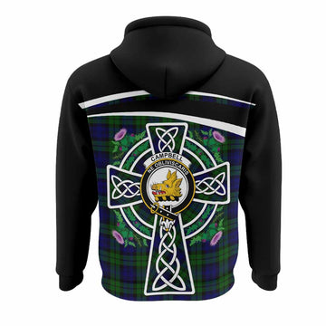 Campbell Tartan Crest Hoodie Scottish Thistle Celtic Cross Alba Gu Brath