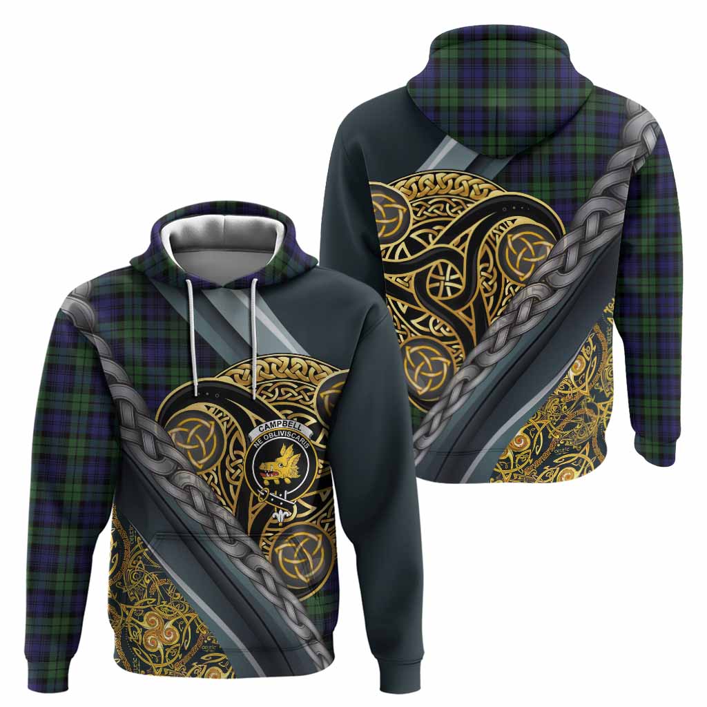 Campbell Tartan Crest Hoodie Scottish Triskele Celtic