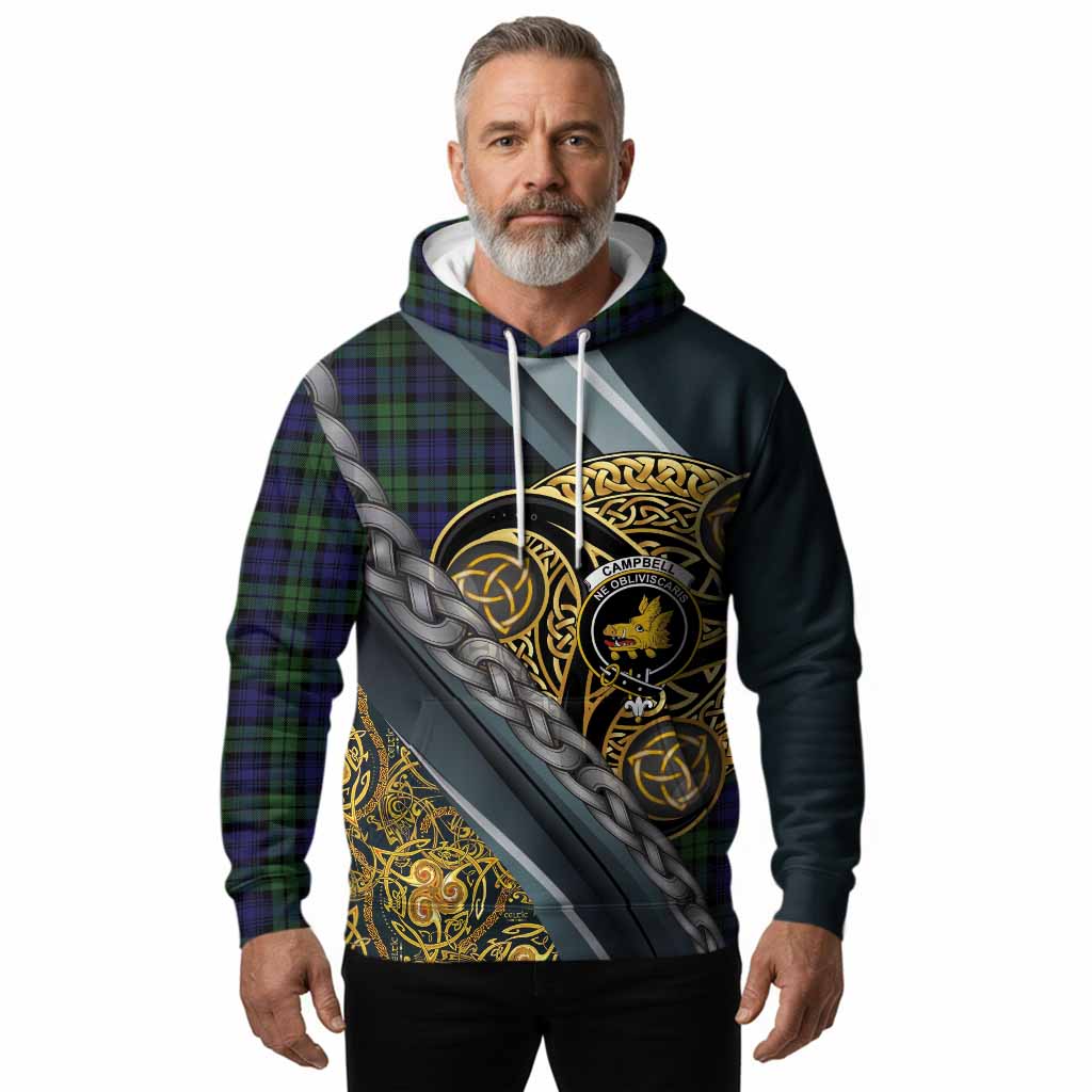 Campbell Tartan Crest Hoodie Scottish Triskele Celtic