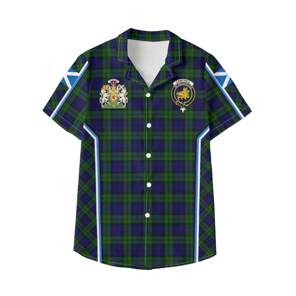 Campbell Tartan Crest Kid Hawaiian Shirt Scotland Coat of Arm Flag Style - Tartan Vibes Clothing