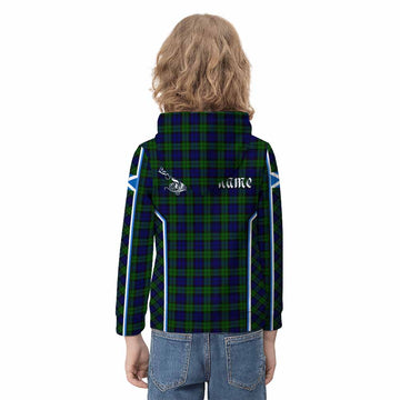 Campbell Tartan Crest Kid Hoodie Scotland Coat of Arm Flag Style - Tartan Vibes Clothing