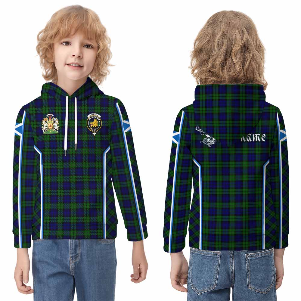 Campbell Tartan Crest Kid Hoodie Scotland Coat of Arm Flag Style - Tartan Vibes Clothing