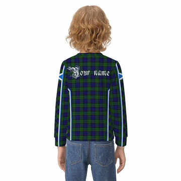 Campbell Tartan Crest Kid Knitted Sweatshirt Scotland Coat of Arm Flag Style - Tartan Vibes Clothing