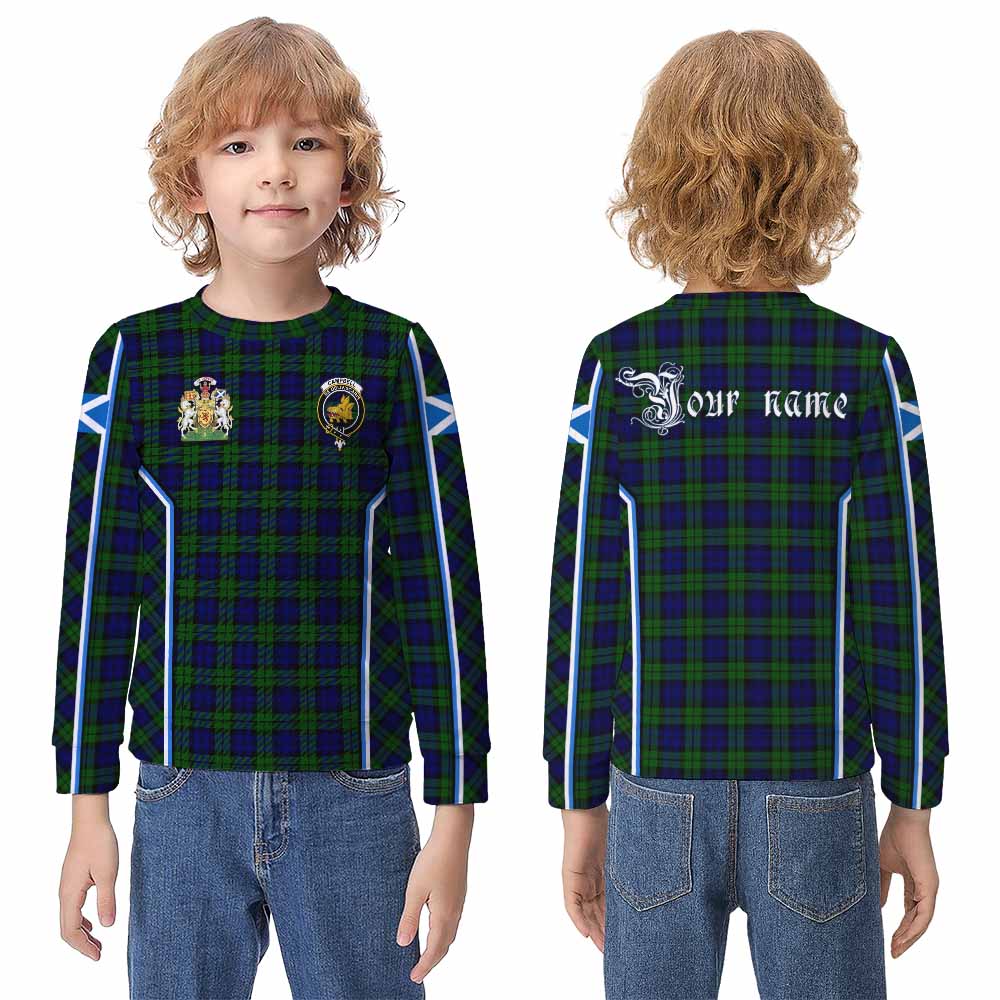 Campbell Tartan Crest Kid Knitted Sweatshirt Scotland Coat of Arm Flag Style - Tartan Vibes Clothing