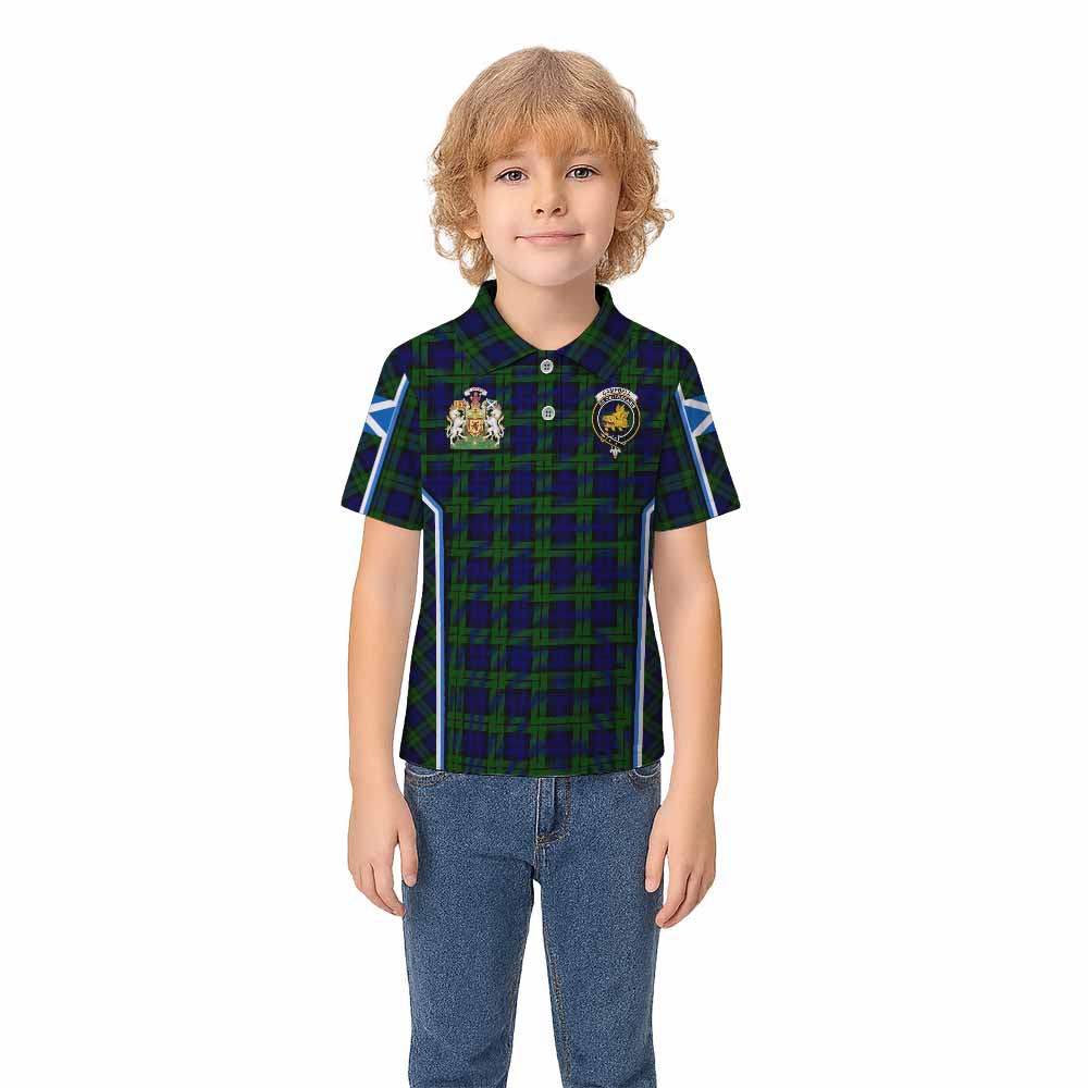 Campbell Tartan Crest Kid Polo Shirt Scotland Coat of Arm Flag Style - Tartan Vibes Clothing