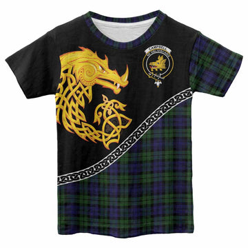 Campbell Tartan Crest Kid T-shirt Legendary Dragon Knot Half Style