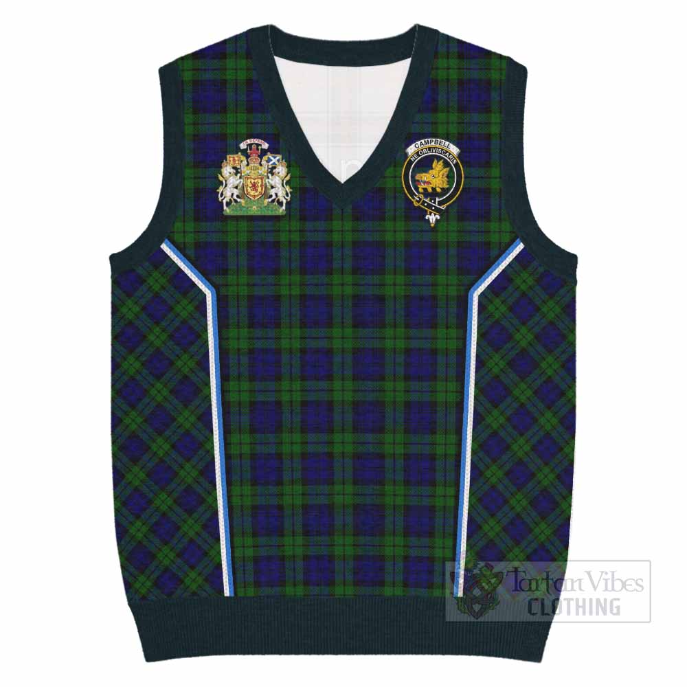 Campbell Tartan Crest Knitted V-Neck Vest Scotland Coat of Arm Flag Style - Tartan Vibes Clothing