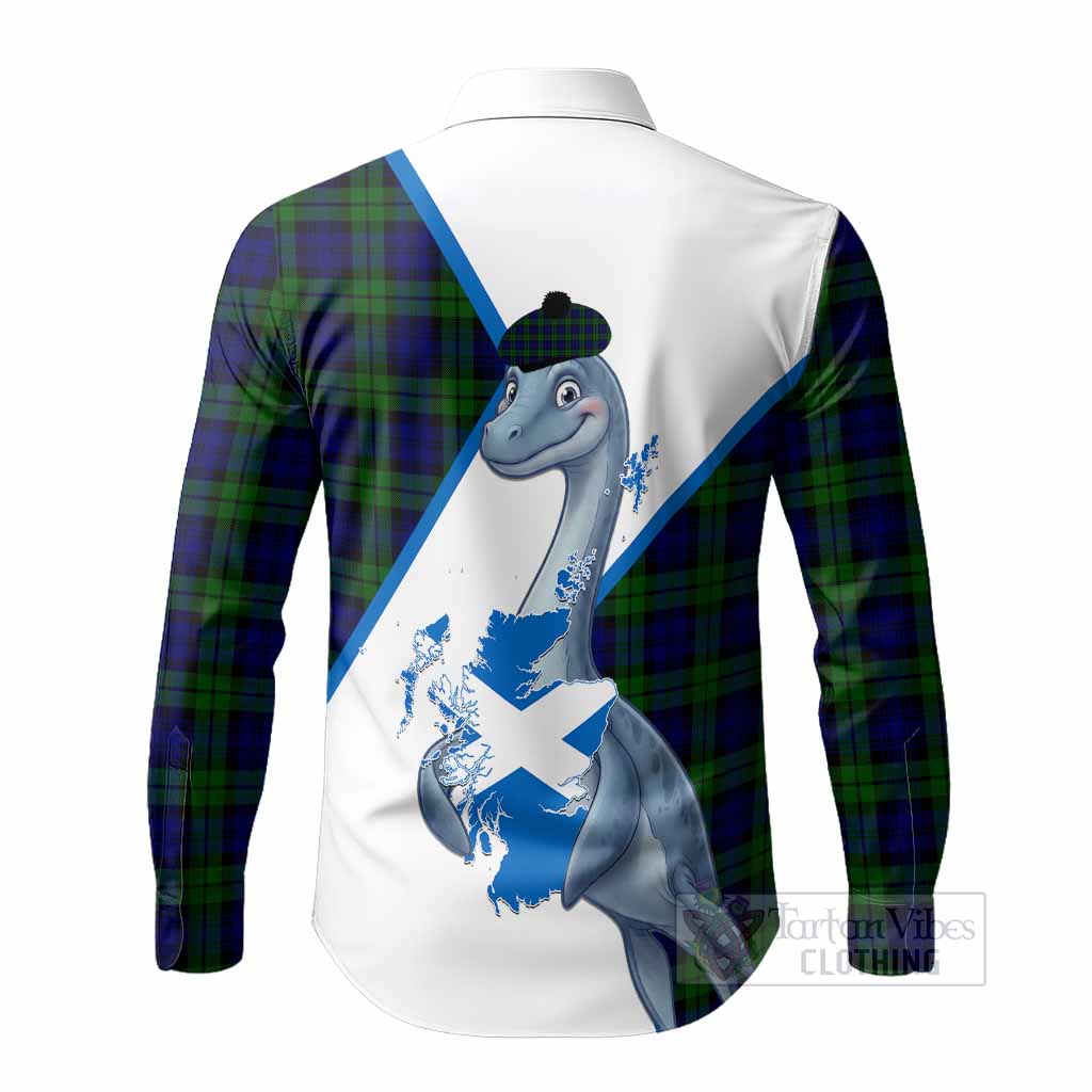 Campbell Tartan Crest Loch Ness Monster Long Sleeve Button Shirts Nessie Scottish Map Tha Gradh Agam Air Alba