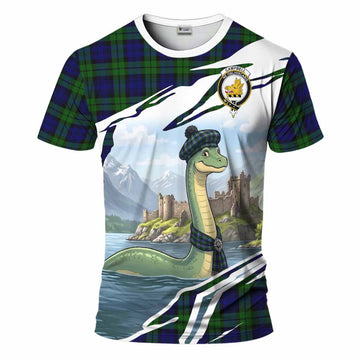 Campbell Tartan Crest Loch Ness Monster Scottish Heritage Art T-Shirt