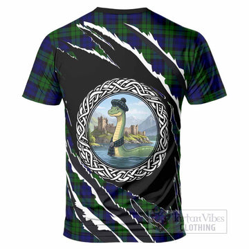 Campbell Tartan Crest Loch Ness Monster T-Shirt Celtic Knot Nessie Art