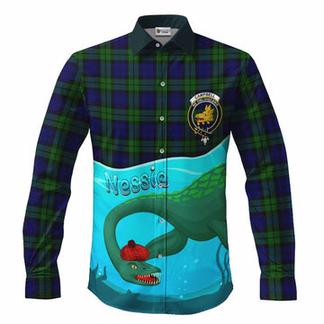 Campbell Tartan Crest Long Sleeve Button Shirts Nessie Under Water