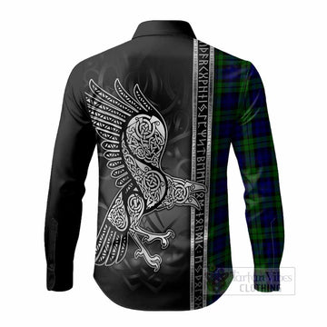 Campbell Tartan Crest Long Sleeve Button Shirts Norse Mythology Viking Odin Crow Tattoo