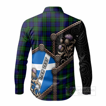 Campbell Tartan Crest Long Sleeve Button Shirts Scottish Thistle Loch Ness Monster
