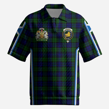 Campbell Tartan Crest Men’s Polo Sweater Top Scotland Coat of Arm Flag Style