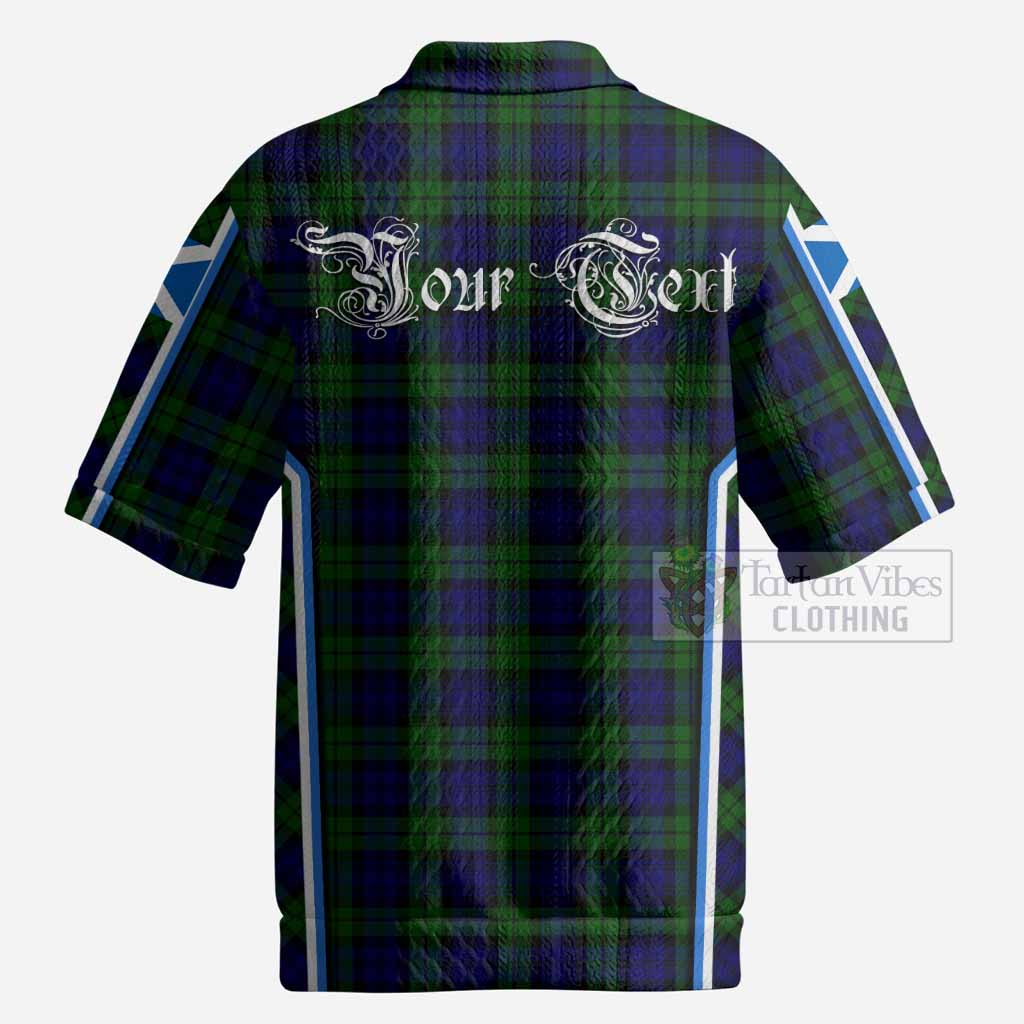 Campbell Tartan Crest Men’s Polo Sweater Top Scotland Coat of Arm Flag Style