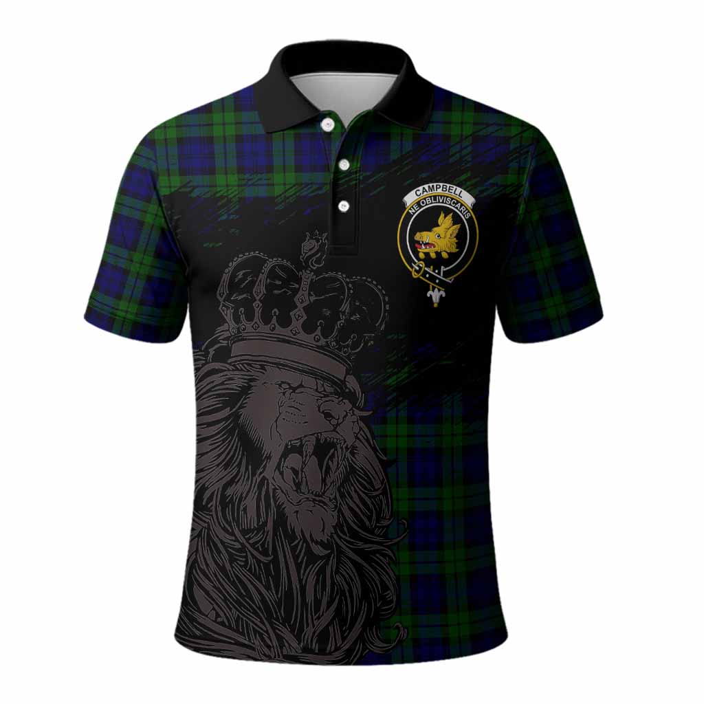 Campbell Tartan Crest Polo Shirt Crowned Lion Heritage Style