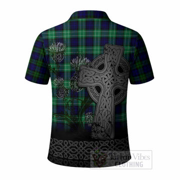 Campbell Tartan Crest Polo Shirt Grunge Celtic Cross Scottish Thistle