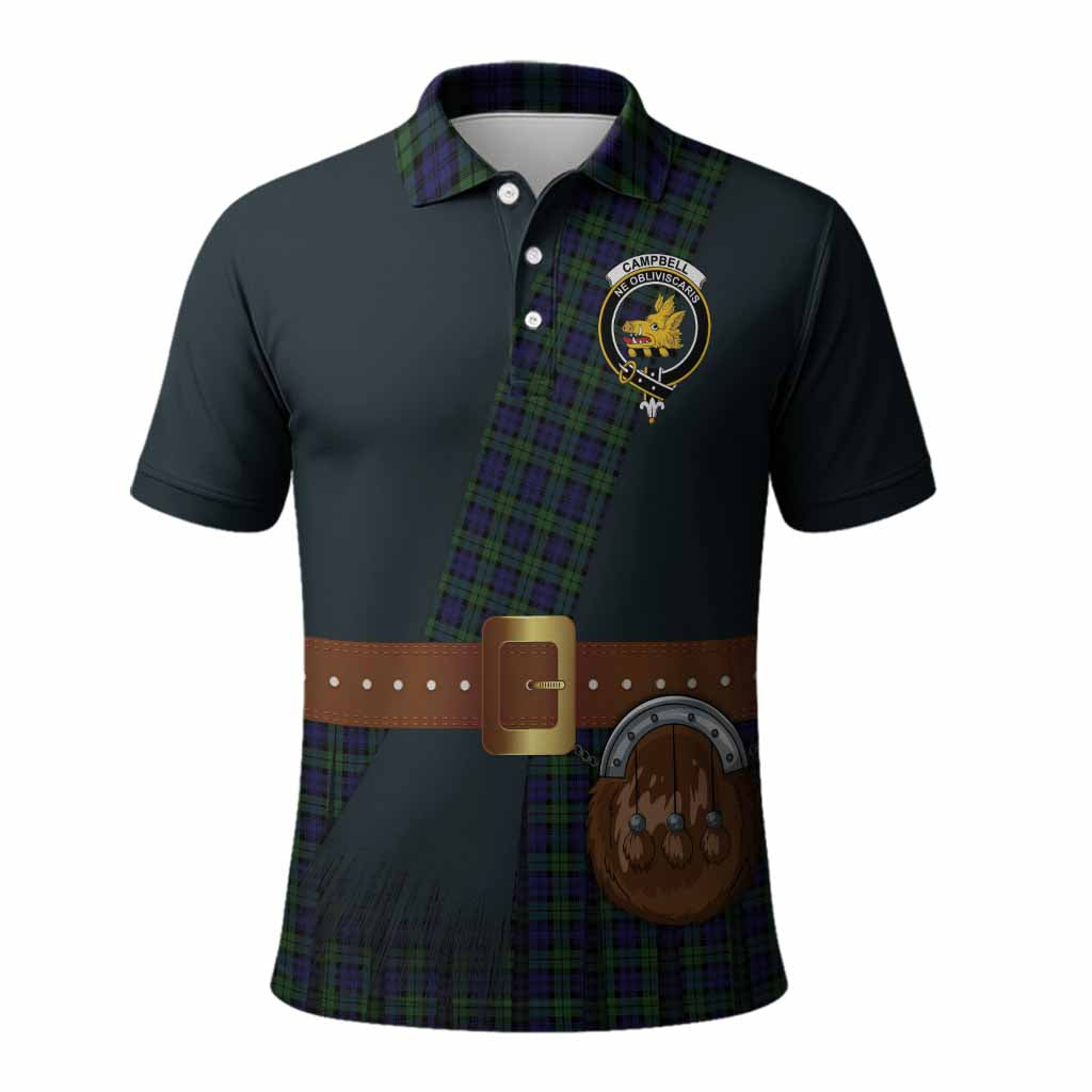 Campbell Tartan Crest Polo Shirt Kilt Costume Style