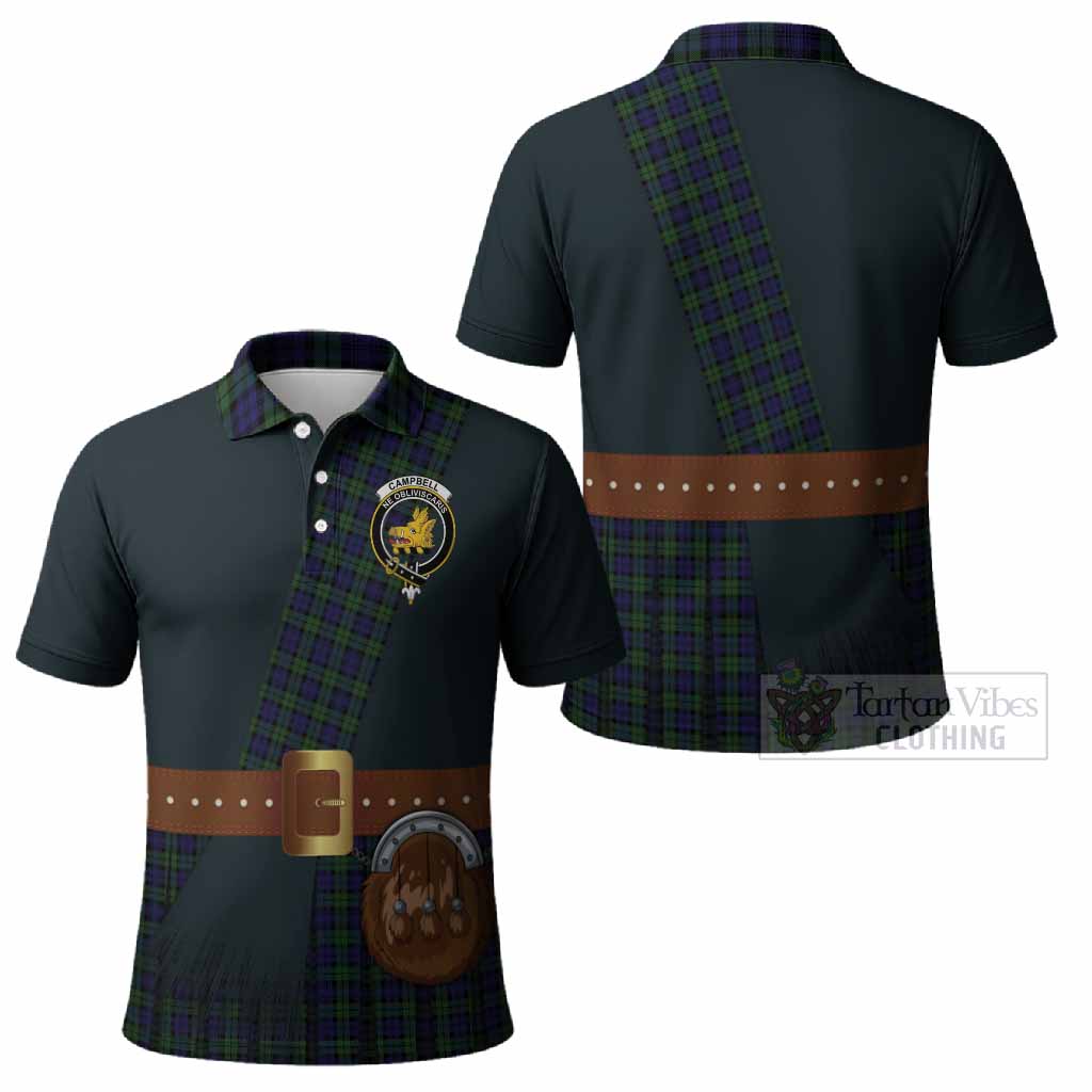 Campbell Tartan Crest Polo Shirt Kilt Costume Style