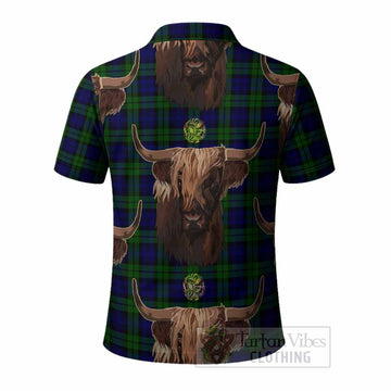 Campbell Tartan Crest Polo Shirt Scotland Heilan Coo Tartan Seamless Style
