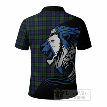 Campbell Tartan Crest Polo Shirt Scottish Golden Lions Wave Flow