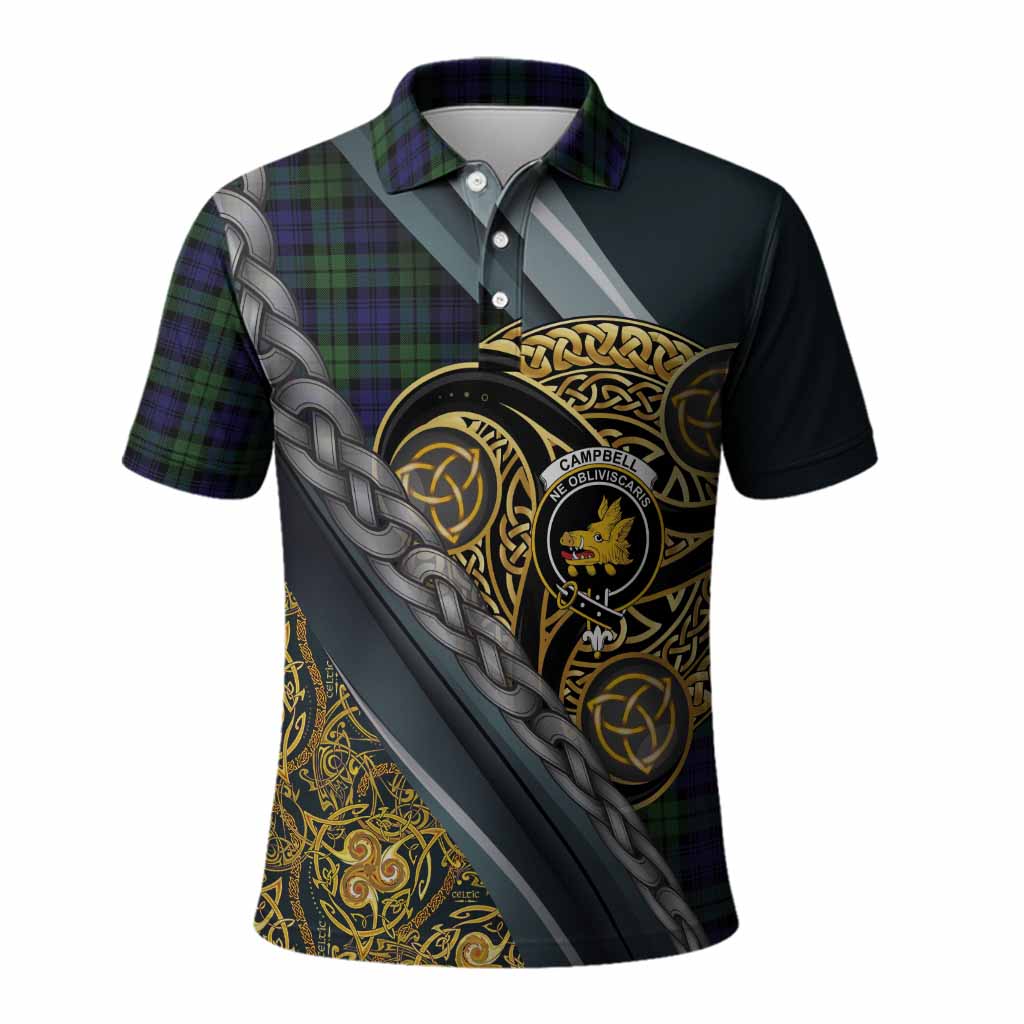 Campbell Tartan Crest Polo Shirt Scottish Triskele Celtic