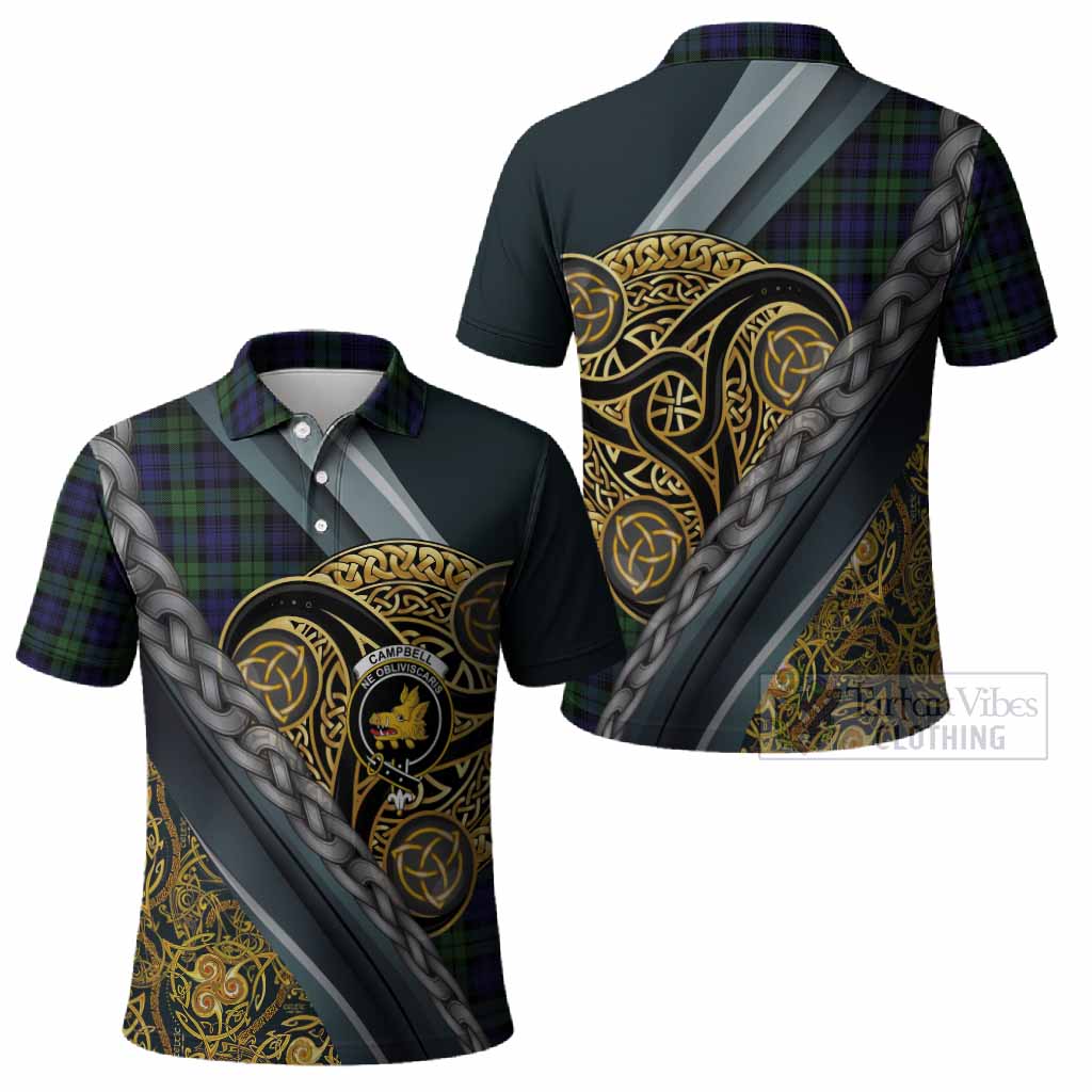 Campbell Tartan Crest Polo Shirt Scottish Triskele Celtic