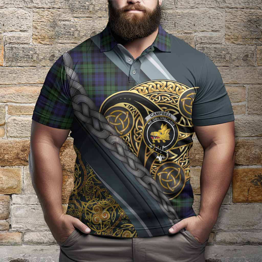 Campbell Tartan Crest Polo Shirt Scottish Triskele Celtic