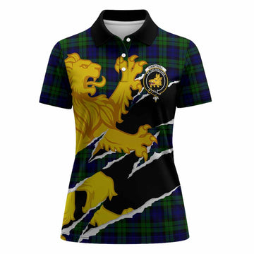 Campbell Tartan Crest Scottish Women Polo Shirt Heraldic Golden Lion