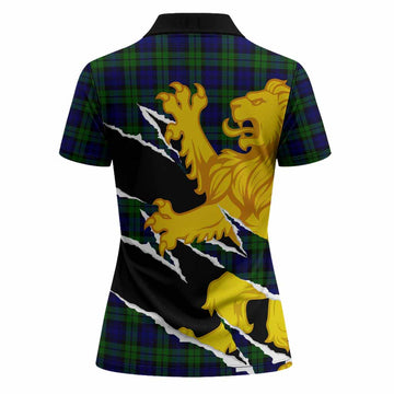 Campbell Tartan Crest Scottish Women Polo Shirt Heraldic Golden Lion