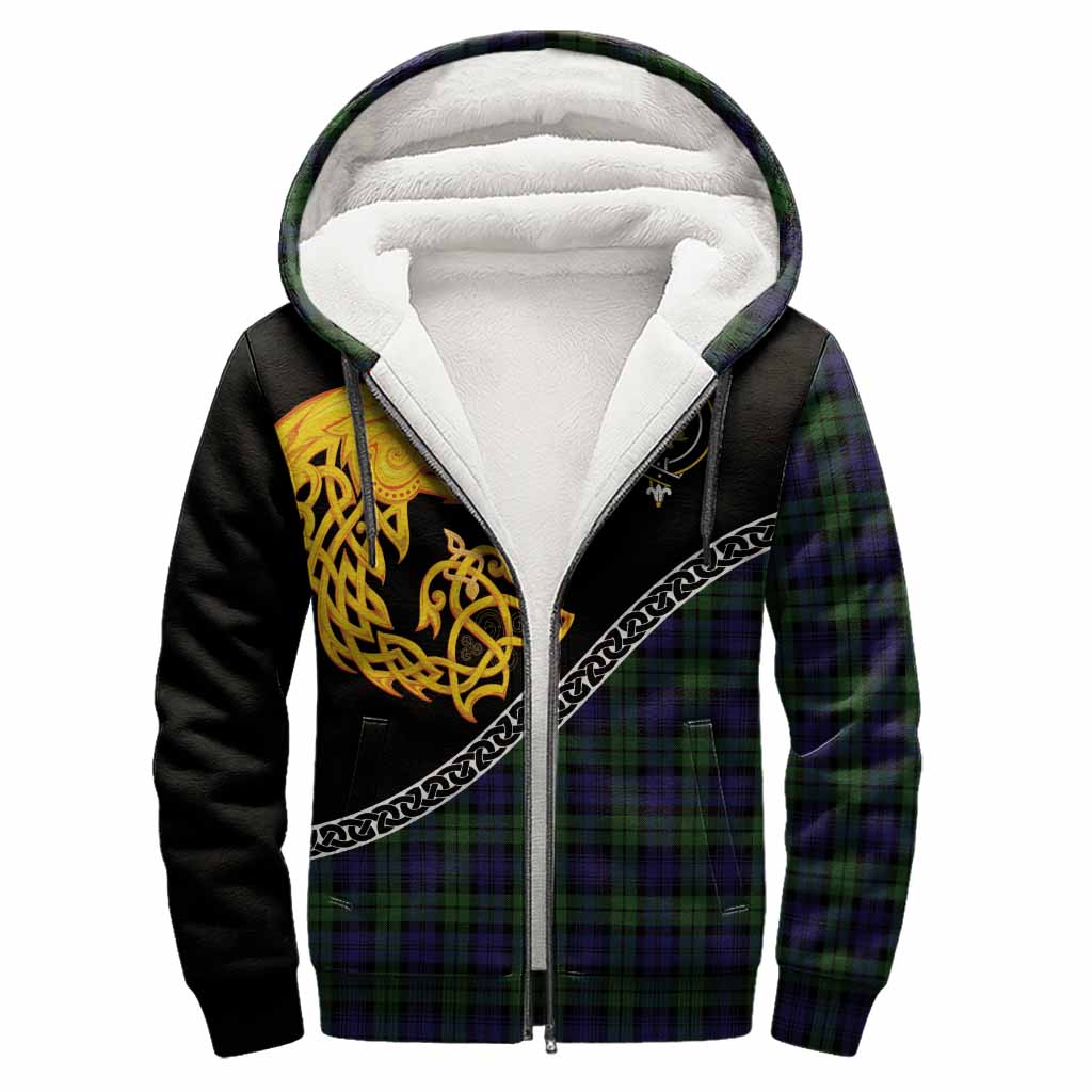 Campbell Tartan Crest Sherpa Hoodie Legendary Dragon Knot Half Style