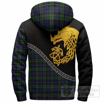 Campbell Tartan Crest Sherpa Hoodie Legendary Dragon Knot Half Style