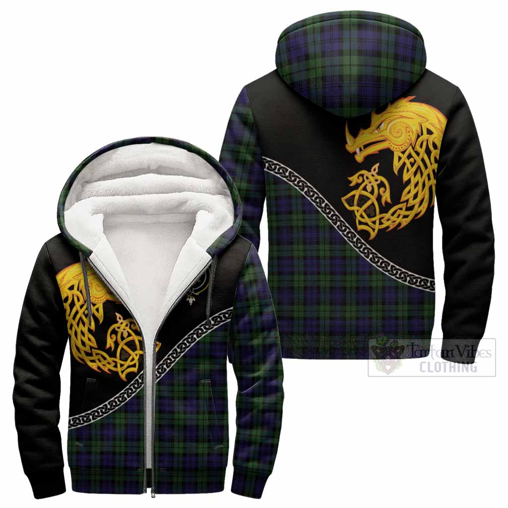 Campbell Tartan Crest Sherpa Hoodie Legendary Dragon Knot Half Style